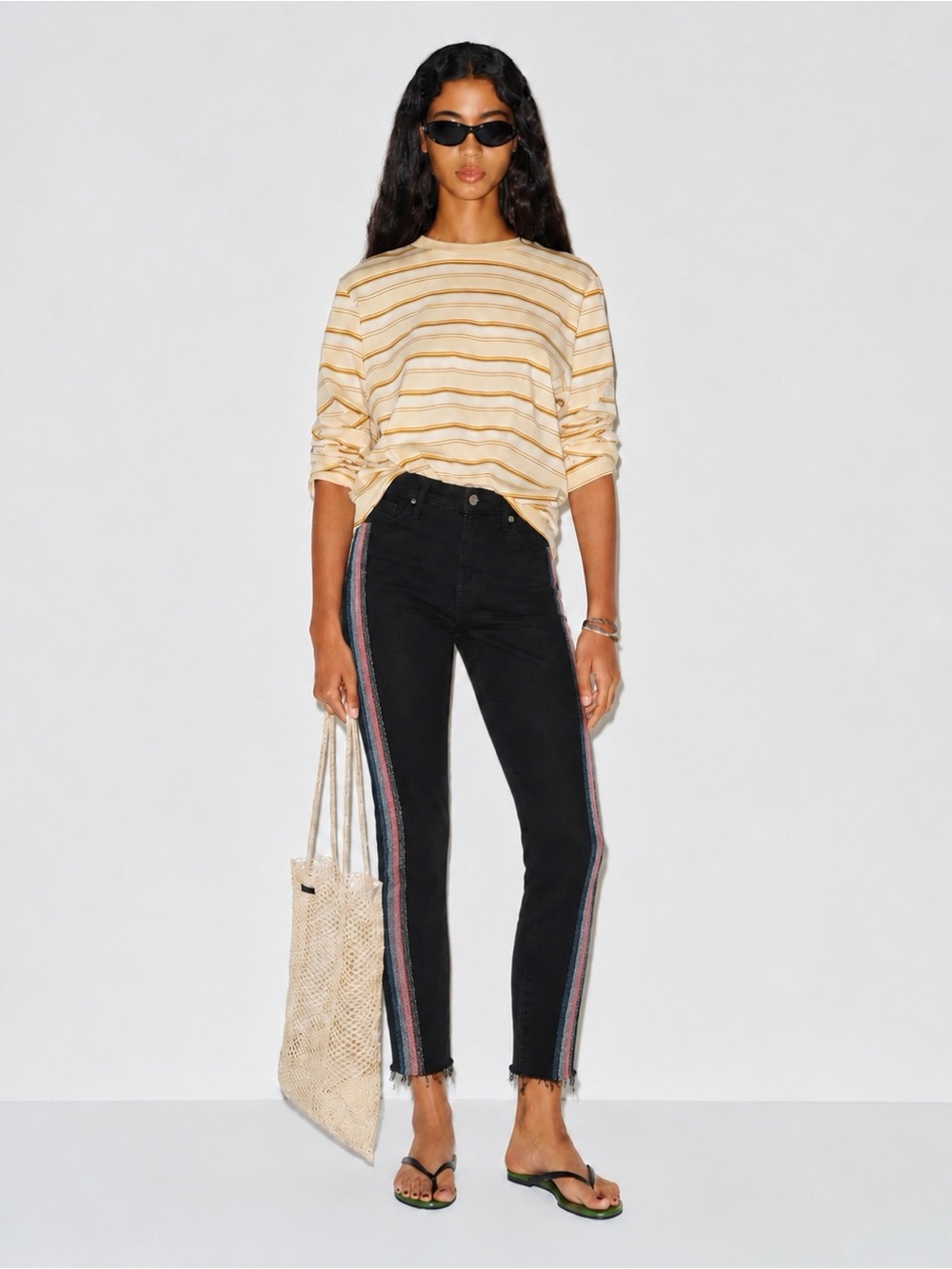 MOTHER | High Waisted Looker Ankle Fray In Guilty Glitter Racer ~ US 25